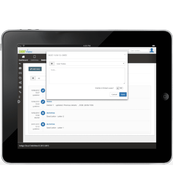 debt collection software on iPad